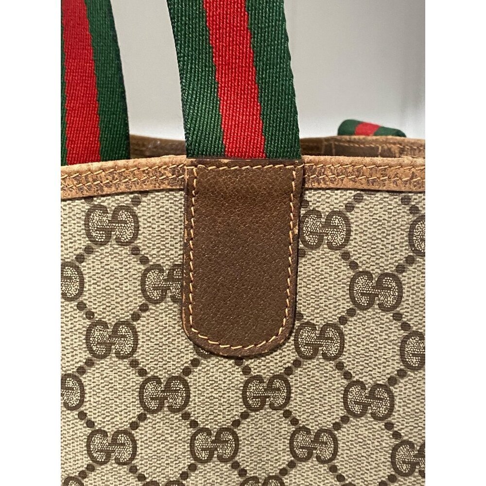 Vintage Gucci GG Supreme Monogram Sherry Line Canvas Tote Bag in Tan Brown - Picture 10 of 10